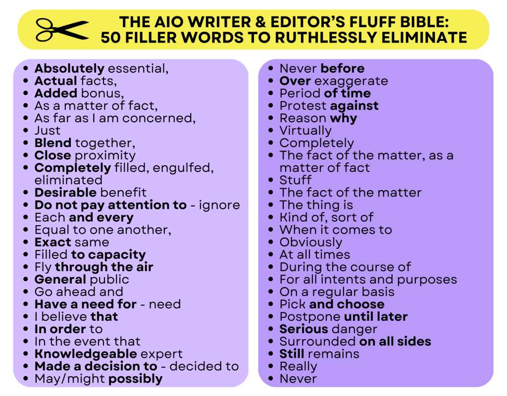 AIO writers bible - 50 fluff words to eliminate