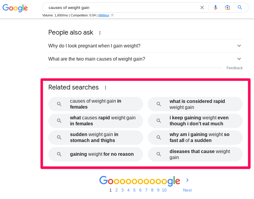 how to do keyword research with Google Related Searches