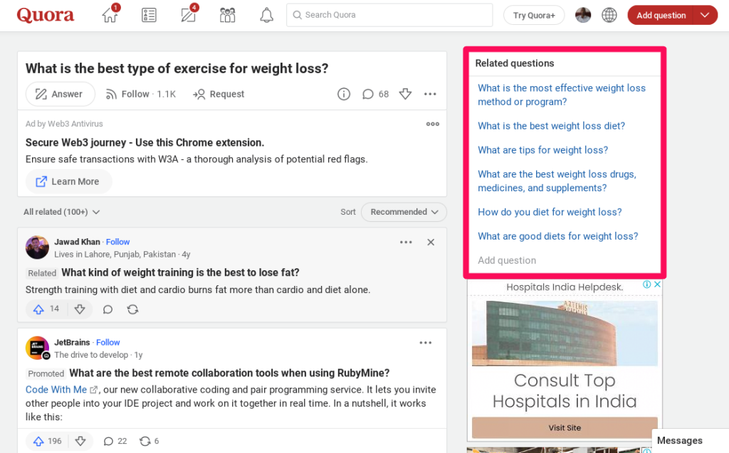 how to do keyword research with Quora