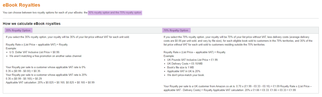 amazon ebook royalties breakdown