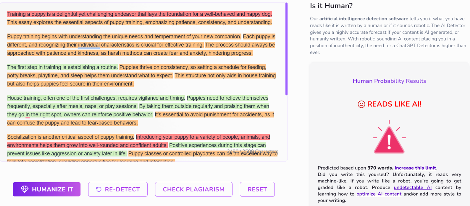 chatgpt essay AI detection