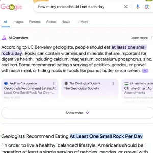 eat rocks google ai overviews