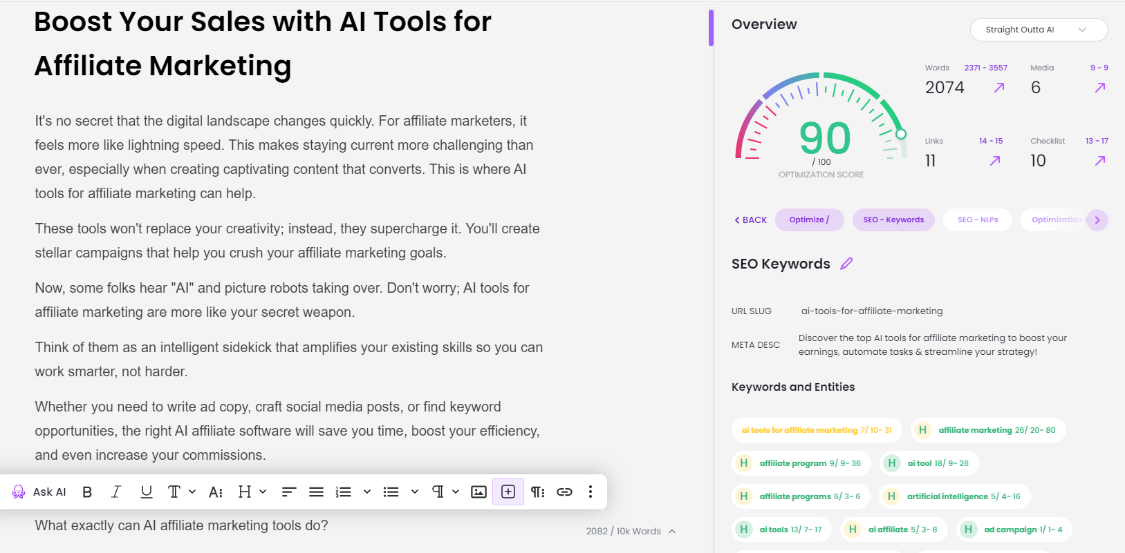 content at scale UI