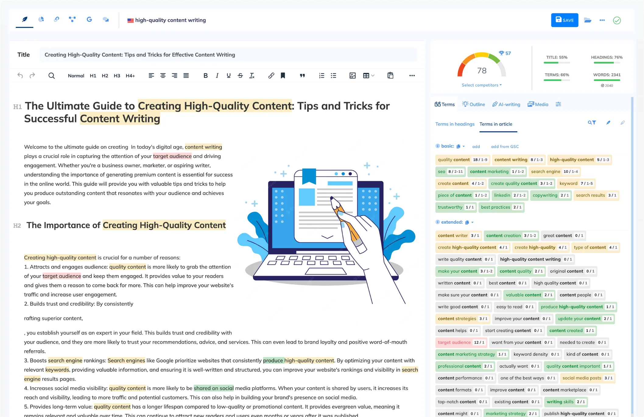 neuronwriter content optimization tool